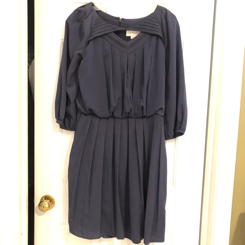 Jessica Simpson navy pleated dress